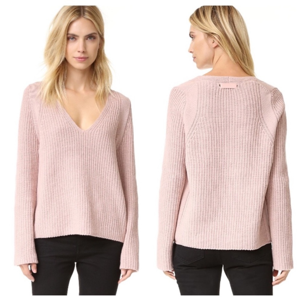 Helmut Lang Cashwool V-Neck Sweater Dusty Rose M